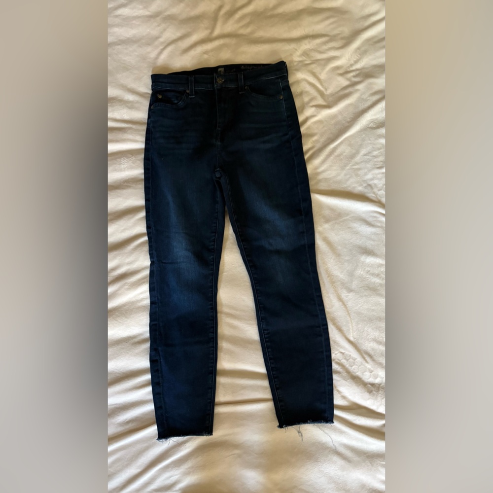 7 for all Mankind Dark Wash High-Rise Skinny Jeans 29